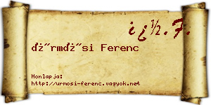 Ürmösi Ferenc névjegykártya